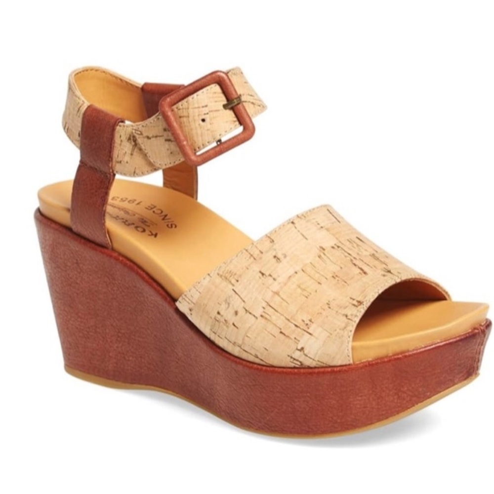 Kork Ease keirn Leather Ankle Strap Platform Wedge Sandals Women’s Size 8